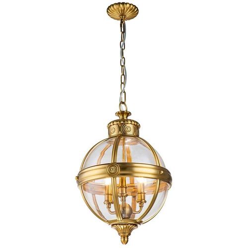 4255596730947 - Licht-erlebnisse - Hängeleuchte Metall Glas E14 ø 371 cm rund h max 2235 cm in Messing 3-flammig 4255596730947 - Licht-erlebnisse - Hängeleuchte Metall Glas E14 ø 371 cm rund h max 2235 cm in Messing 3-flammig