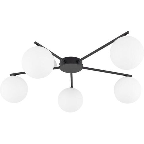 4255596701114 - Licht-erlebnisse - Deckenleuchte Glas Metall G9 Schwarz Weiß Kugelschirm Modern 4255596701114 - Licht-erlebnisse - Deckenleuchte Glas Metall G9 Schwarz Weiß Kugelschirm Modern