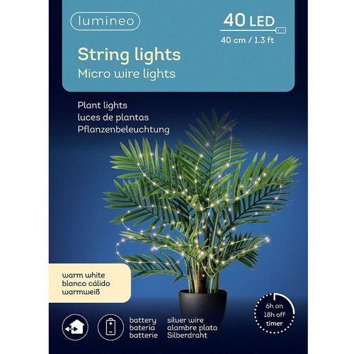 8720194634974 - Batterie Micro led Lichterkette 40 cm 40 Lichter warmweiß Outdoor - Lumineo