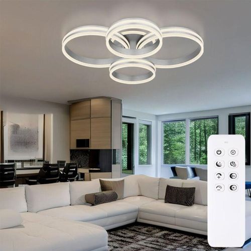 9007371505357 - Led Deckenlampe Deckenleuchte Wohnzimmerleuchte Esszimmerlampe Designleuchte Metall Acryl grau Fernbedienung dimmbar cct 90W 4200Lm 2700-6000K l