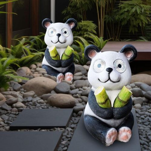 9007371505135 - Solarleuchte Panda Außenleuchte Solar Dekolampe Solarpanda Gartendeko schwarz weiß 2x led warmweiß 2x led kaltweiß LxBxH 135x17x23 cm 2er Set