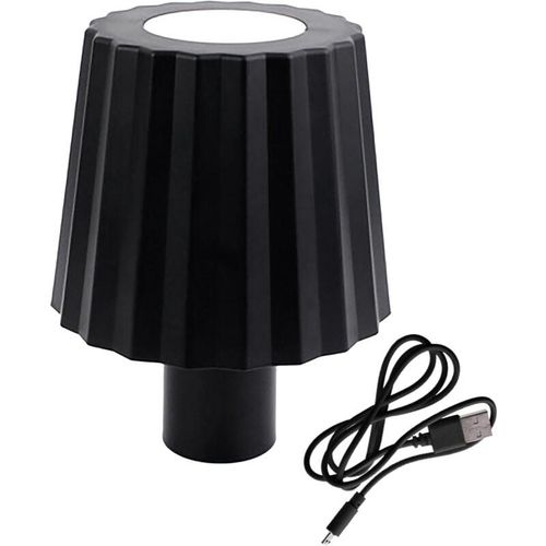 4262371537745 - Akku Touch Flaschenleuchte geriffelt 14 x 10 cm - schwarz - Flaschenlicht warm und kalt weiß zum Aufstecken - Deko Flaschen Lampe Tischleuchte