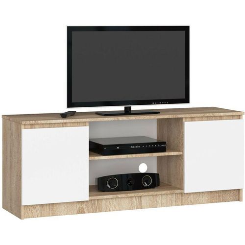 5901738168312 - Fernsehkommode K-140 | ein offenes Regalfach | 2 Ablagen mit Türen links und rechts | H55 x B140 x T40 cm | Gewicht 30 kg | Gewicht 40 kg | Farbe