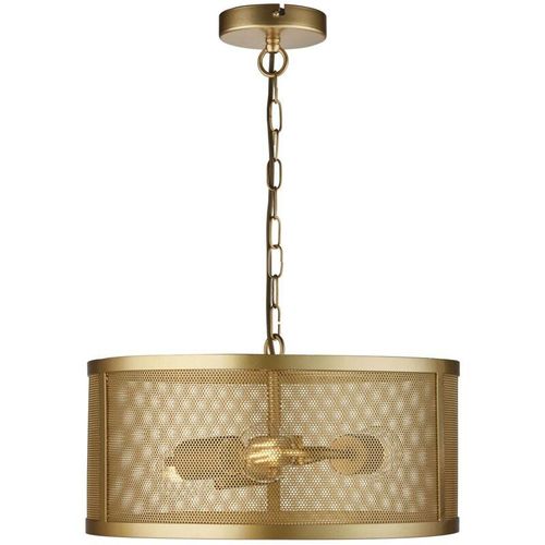 4255596673466 - Licht-erlebnisse - Pendelleuchte Metall rund d 45 cm h max 150 cm in Gold E27 3-flammig Retro