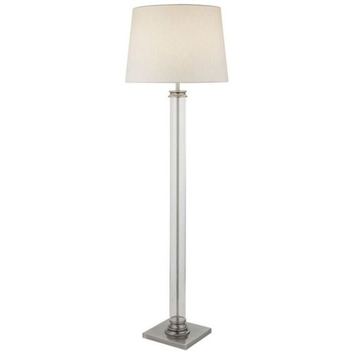 4255596675729 - Licht-erlebnisse - Stehlampe Metall Stoff E27 156 cm hoch in Silber matt Creme Jugendstil