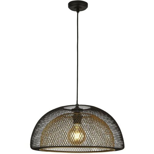 4255596674111 - Licht-erlebnisse - Hängelampe Metall E27 rund d 455 cm h max 179 cm in Schwarz Gold Modern Pendelleuchte