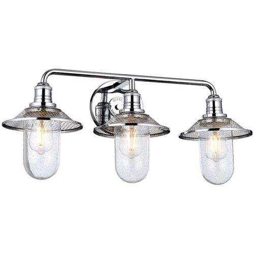 4255596734518 - Licht-erlebnisse - Badleuchte Metall Glas 686 cm breit IP44 Chrom poliert E27 3-flammig länglich Vintage