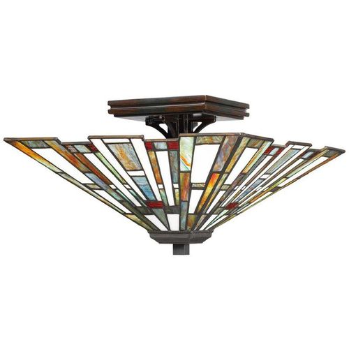 4255596733641 - Licht-erlebnisse - Deckenleuchte Metall Glas 367 cm breit in Bronze Antik Bunt 2-flammig Tiffany Stil