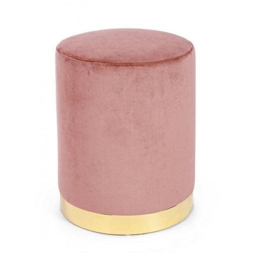 8051836226913 - - Pouf aus Samt in Antik-Rosa lucilla Durchmesser 35x h40 cm