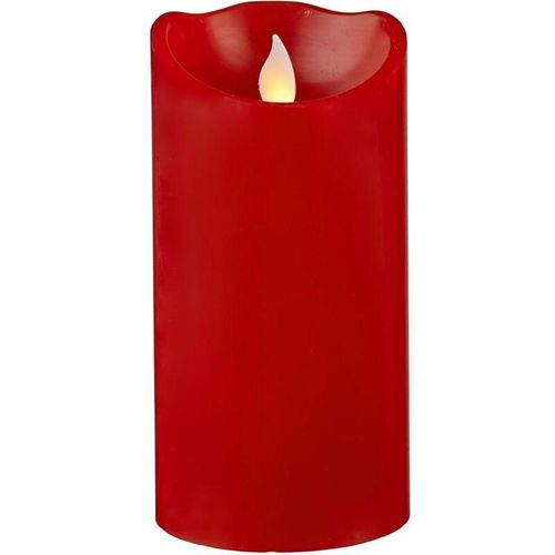 7391482027368 - Star Trading Kerze M-Twinkle Stumpenkerze Rot LED Timer Warmes Gelb Innenraum 15 cm