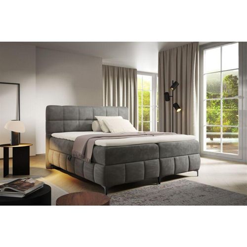 0739805082712 - Fun Moebel - Boxspringbett Schlafzimmerbett sophie 160x200cm Stoff Salvador Grafit