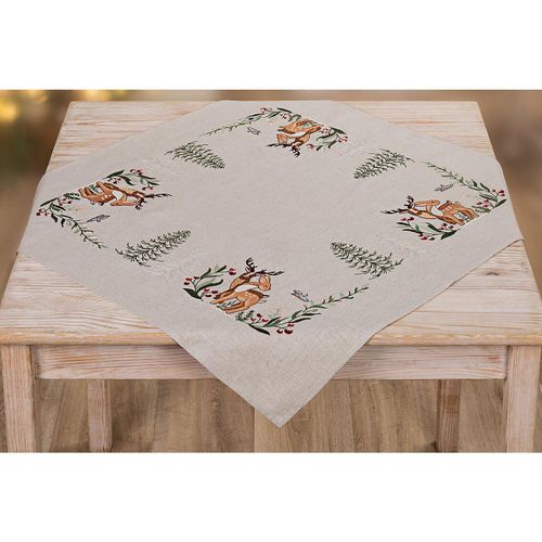 4058896347279 - Stickmitteldecke Winterwald & Rehe