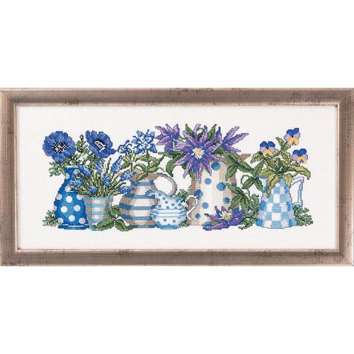 5702851251871 - Stickbild Blaue Blumen 38 x 17 cm