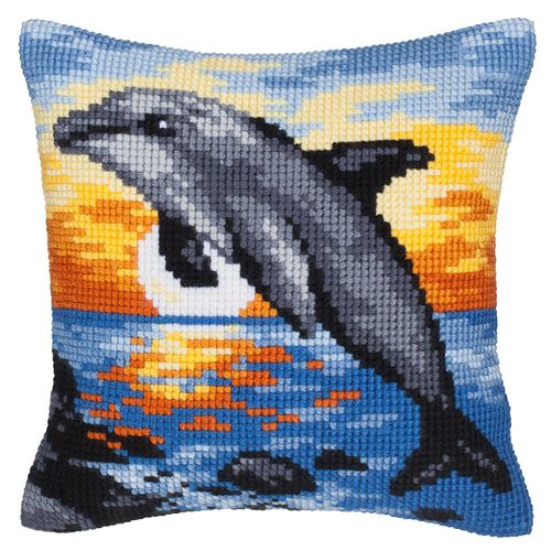 5906735255690 - Kreuzstichkissen Delfin im Sonnenuntergang 5906735255690 - Kreuzstichkissen Delfin im Sonnenuntergang