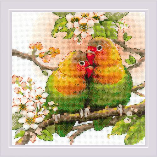 4630015064993 - Stickbild Papageien Lovebird 20 x 20 cm 4630015064993 - Stickbild Papageien Lovebird 20 x 20 cm