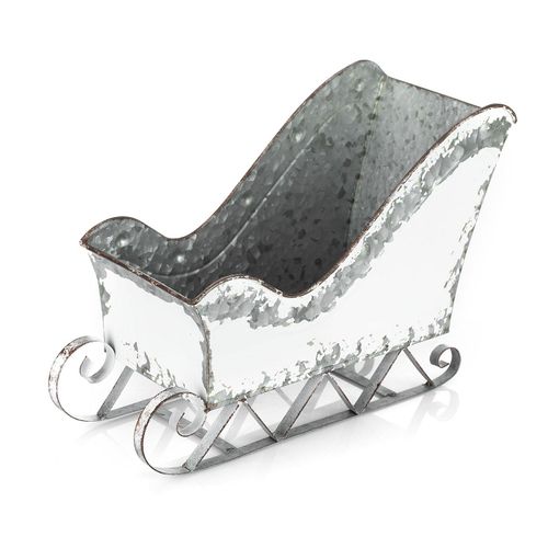 4011409977325 - Metall-Schlitten weiß-silber 33 x 15 cm 4011409977325 - Metall-Schlitten weiß-silber 33 x 15 cm