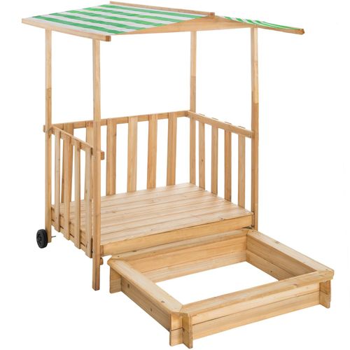 4061173042132 - Tectake - Sandkasten und Spielveranda mit Dach 106x105x137cm - Sandkiste Buddelkasten Holzsandkasten - grün - grün 4061173042132 - Tectake - Sandkasten und Spielveranda mit Dach 106x105x137cm - Sandkiste Buddelkasten Holzsandkasten - grün - grün