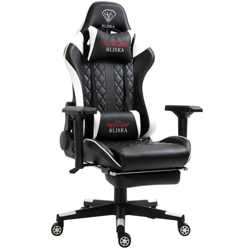 4250931565598 - Trisens - Gaming Stuhl Chair Racing mit Fußstütze und ergonomsichen 4D-Armlehnen Schwarz Weiß 4250931565598 - Trisens - Gaming Stuhl Chair Racing mit Fußstütze und ergonomsichen 4D-Armlehnen Schwarz Weiß