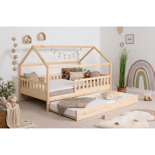 4251105969464 - TiCAA TiCAA Kinderbett Hausbett Kay 90x200 cm 100x200 cm 120x200 cm 140x200 für Jungen & Mädchen inkl Rolllattenrost Matratze Zusatzbett und Rausfallschutz variabel Montessori Bett weiß aus Kiefer Massivholz 4251105969464 - TiCAA TiCAA Kinderbett Hausbett Kay 90x200 cm 100x200 cm 120x200 cm 140x200 für Jungen & Mädchen inkl Rolllattenrost Matratze Zusatzbett und Rausfallschutz variabel Montessori Bett weiß aus Kiefer Massivholz