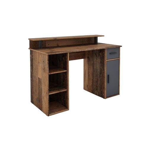 4251942212082 - Schreibtisch diego Arbeits-Tisch mit viel Stauraum in Old Wood-Optik Fronten in anthrazit Computer-Tisch 1 Schublade 1 Tür 3 offene Fächer 4251942212082 - Schreibtisch diego Arbeits-Tisch mit viel Stauraum in Old Wood-Optik Fronten in anthrazit Computer-Tisch 1 Schublade 1 Tür 3 offene Fächer