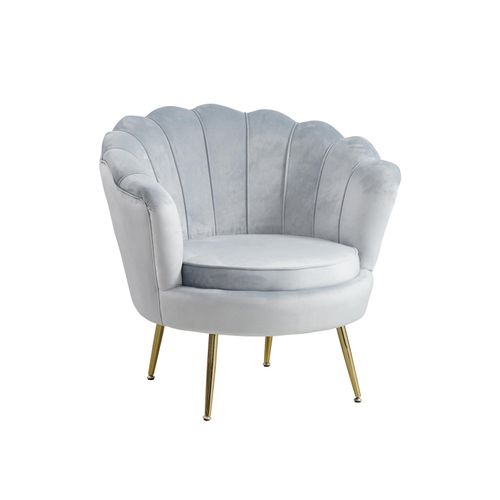 4059865706837 - Muschelsessel Samt Hellgrau Relaxsessel Polstersessel Ohrensessel Loungesessel