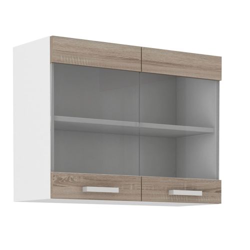 4260304592731 - Küchen Glashängeschrank 80 cm für das Modell „Dave 240 Eiche Sonoma Trüffel“ 4260304592731 - Küchen Glashängeschrank 80 cm für das Modell „Dave 240 Eiche Sonoma Trüffel“