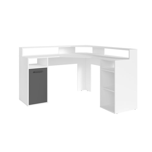 4251942228823 - Byliving - Schreibtisch fox Gaming-Tisch in matt weiß mit Aufsatz Tür anthrazit Mit viel Stauraum und großer Tischplatte Computer-Tisch pc 4251942228823 - Byliving - Schreibtisch fox Gaming-Tisch in matt weiß mit Aufsatz Tür anthrazit Mit viel Stauraum und großer Tischplatte Computer-Tisch pc