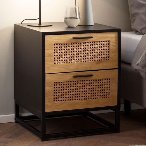 4251757720833 - Finebuy - Nachtkonsole Schwarz mit Wiener Geflecht 45x45x56 cm Nachttisch Zeitlos Nachtkommode Boxspringbett mit Schubladen Nachtkästchen mit 4251757720833 - Finebuy - Nachtkonsole Schwarz mit Wiener Geflecht 45x45x56 cm Nachttisch Zeitlos Nachtkommode Boxspringbett mit Schubladen Nachtkästchen mit