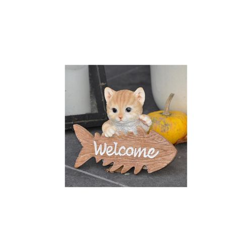 4251639210216 - Dazikemo Gartenfigur Dekofigur Katze Willkommen