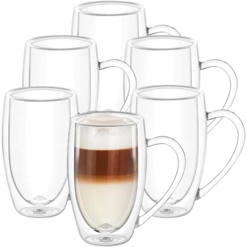 5905454260428 - Doppelwandige Thermogläser mit Henkel 6er-Set 500 ml Gläser Set Kaffeegläser