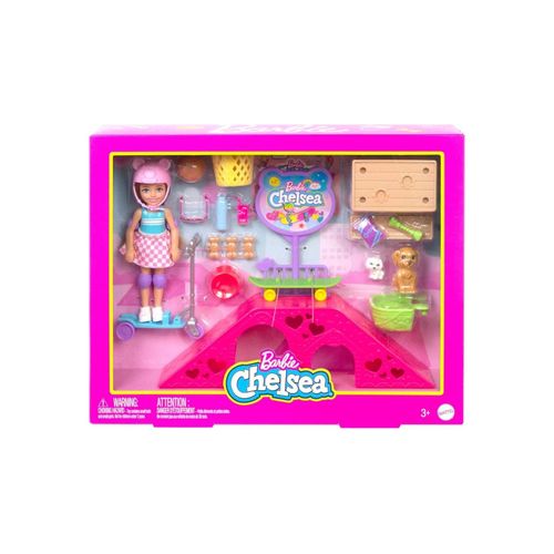 0194735098279 - HJY35 - Barbie - Chelsea - Skatepark Chelsea mit Skateboard und 15+ Zubehörteilen