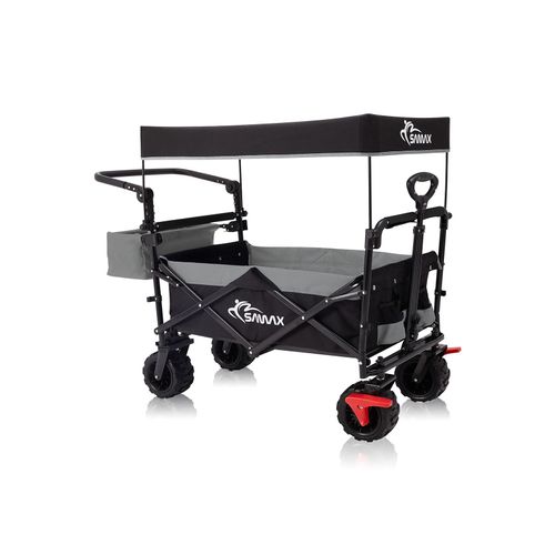 4260595752418 - Faltbarer Bollerwagen Offroad mit Dach - Schwarz Grau - Samax 4260595752418 - Faltbarer Bollerwagen Offroad mit Dach - Schwarz Grau - Samax