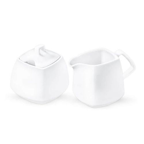 5052609950281 - Zuckerdosen- und Milchkännchen-Set aus weißem Porzellan – Hochwertiges Porzellan