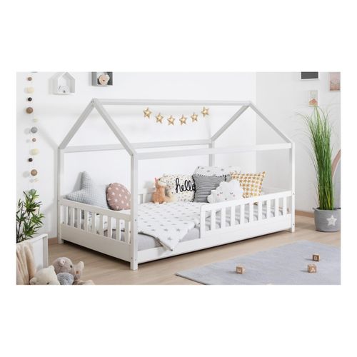 4251105968764 - TiCAA TiCAA Kinderbett Hausbett Kay 90x200 cm 100x200 cm 120x200 cm 140x200 für Jungen & Mädchen inkl Rolllattenrost Rausfallschutz variabel Montessori Bett weiß aus Kiefer Massivholz 4251105968764 - TiCAA TiCAA Kinderbett Hausbett Kay 90x200 cm 100x200 cm 120x200 cm 140x200 für Jungen & Mädchen inkl Rolllattenrost Rausfallschutz variabel Montessori Bett weiß aus Kiefer Massivholz