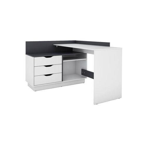 4251942205626 - Winkelschreibtisch BELFAST Rechts oder Links montierbar 3 Schubkästen matt weiß - anthrazit Bürotisch Eckschreibtisch 4251942205626 - Winkelschreibtisch BELFAST Rechts oder Links montierbar 3 Schubkästen matt weiß - anthrazit Bürotisch Eckschreibtisch