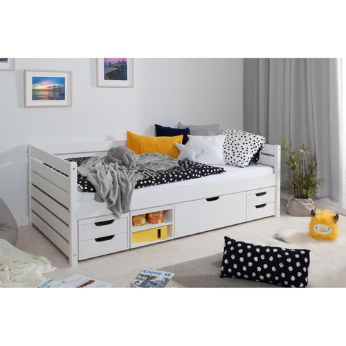 4251105963882 - TiCAA Sofabett Naomi inkl Funktionsschubkästen 100x200 Weiß