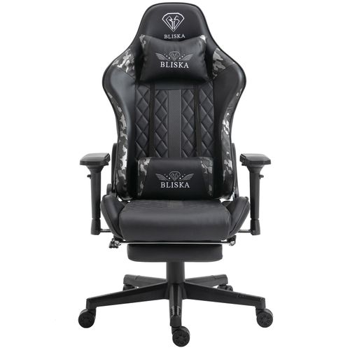 4250931574682 - Gaming Stuhl Chair Racing mit Fußstütze und ergonomsichen 4D-Armlehnen Schwarz Military -Grau 4250931574682 - Gaming Stuhl Chair Racing mit Fußstütze und ergonomsichen 4D-Armlehnen Schwarz Military -Grau