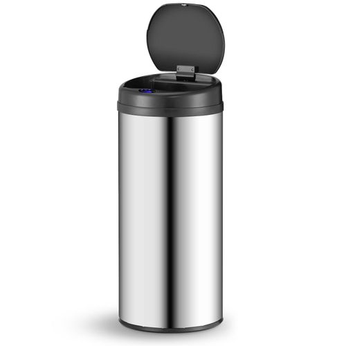 4260565529743 - Automatik Mülleimer mit Sensor 50L - elektrischer Abfalleimer Bewegungssensor automatischer Deckel wasserdicht Klemmring Küche - Silber - Juskys