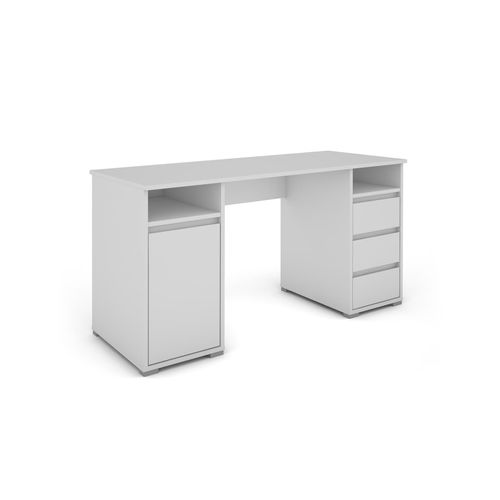 4251942206388 - Byliving - Schreibtisch lobo Arbeits-Tisch in Weiß Computer-Tisch mit 3 Schubladen 1 Tür und 2 offenen Fächern Große Arbeits-Fläche 138 x 55cm 4251942206388 - Byliving - Schreibtisch lobo Arbeits-Tisch in Weiß Computer-Tisch mit 3 Schubladen 1 Tür und 2 offenen Fächern Große Arbeits-Fläche 138 x 55cm