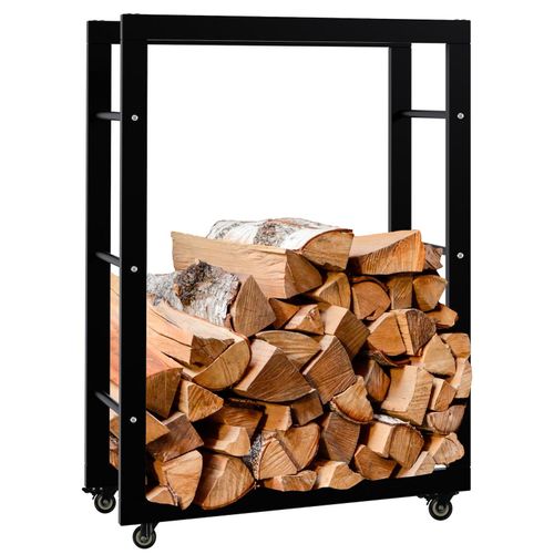 4255716340711 - Kaminholzständer Keri mit Rollen I Kaminholzregal aus schwarzem Metall I Aufbewahrung für Brennholz 4255716340711 - Kaminholzständer Keri mit Rollen I Kaminholzregal aus schwarzem Metall I Aufbewahrung für Brennholz