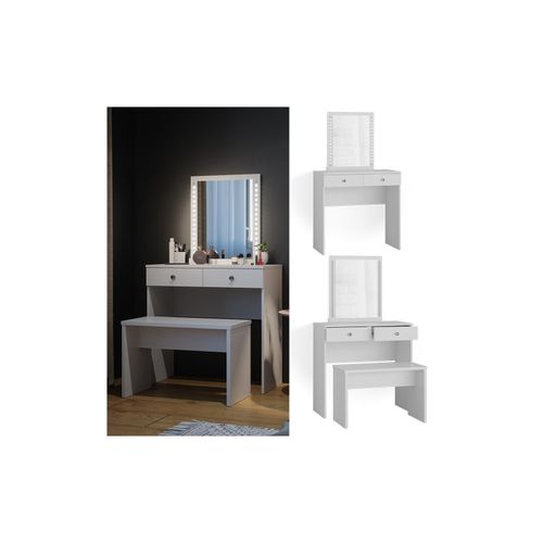 4066731196913 - Schminktisch Frisiertisch Frisierkommode Elara Weiß LED Spiegel Sitzbank 80x79cm modern Schlafzimmer Kommode Schminkspiegel Schublade Ablage Aufbewahrung Kosmetiktisch Make-Up-Tisch 4066731196913 - Schminktisch Frisiertisch Frisierkommode Elara Weiß LED Spiegel Sitzbank 80x79cm modern Schlafzimmer Kommode Schminkspiegel Schublade Ablage Aufbewahrung Kosmetiktisch Make-Up-Tisch