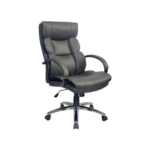 4251942203349 - Chefsessel Paul-XXL bis 150 kg belastbar Federkern-Sitz Gestell Metall verchromt Armlehnen gepolstert Bezug Kunstleder dunkelgrau Absatz schwarz 4251942203349 - Chefsessel Paul-XXL bis 150 kg belastbar Federkern-Sitz Gestell Metall verchromt Armlehnen gepolstert Bezug Kunstleder dunkelgrau Absatz schwarz