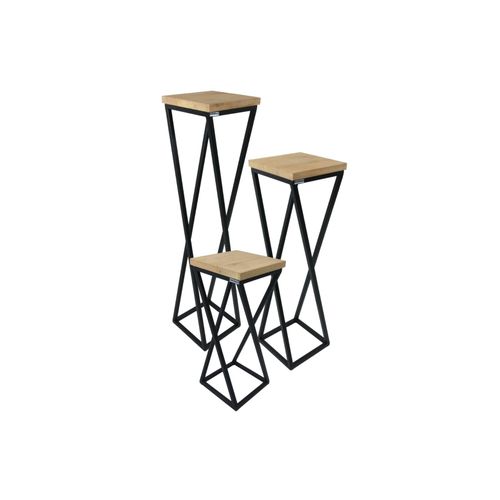 4260750010551 - holz4home® Dekoständer aus Eiche Gedrehte Streben-Variante in hellgrau geölt 3-tlg SET