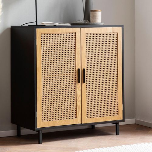 4251757720802 - Finebuy - Sideboard 80x865x40 cm Kommode Schwarz mit Wiener Geflecht Hoher Kommodenschrank Zeitlos Standschrank Wohnzimmer mit 2 Türen Anrichte 4251757720802 - Finebuy - Sideboard 80x865x40 cm Kommode Schwarz mit Wiener Geflecht Hoher Kommodenschrank Zeitlos Standschrank Wohnzimmer mit 2 Türen Anrichte