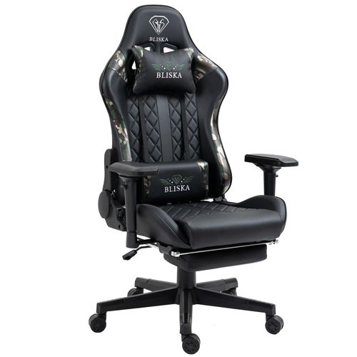 4250931573951 - Trisens - Gaming Stuhl Chair Racing mit Fußstütze und ergonomsichen 4D-Armlehnen Schwarz Military -Grün 4250931573951 - Trisens - Gaming Stuhl Chair Racing mit Fußstütze und ergonomsichen 4D-Armlehnen Schwarz Military -Grün