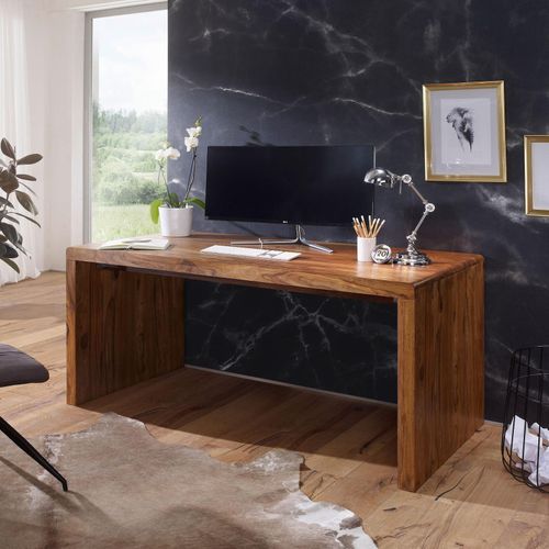 4250950235687 - Schreibtisch Massiv-Holz Sheesham 180 cm Computertisch Echtholz Design Ablage Büro-Tisch Landhaus-Stil 4250950235687 - Schreibtisch Massiv-Holz Sheesham 180 cm Computertisch Echtholz Design Ablage Büro-Tisch Landhaus-Stil