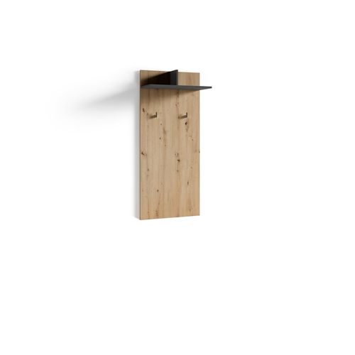 4251942205510 - Byliving - Wandpaneele ben Garderobe Artisan Eiche-Optik hellbraun mit zwei Kleiderhaken und Hutablage Flurgarderobe für die Wand b 60 h 136 4251942205510 - Byliving - Wandpaneele ben Garderobe Artisan Eiche-Optik hellbraun mit zwei Kleiderhaken und Hutablage Flurgarderobe für die Wand b 60 h 136