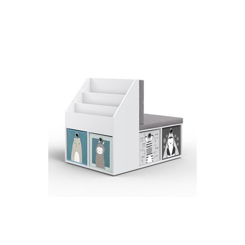 4251421942691 - VICCO Kinderregal ONIX mit Sitzbank 6 Faltboxen Kindersitzbank Kinderzimmerregal
