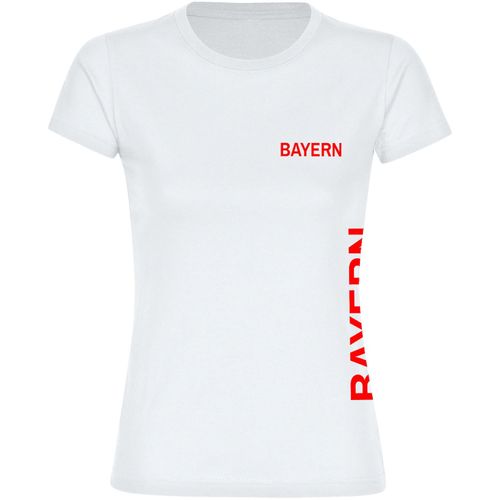 4068859071585 - multifanshop Damen T-Shirt - Bayern - Brust & Seite - Druck rot - Frauen