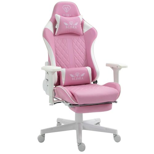 4250931572282 - Trisens - Gaming Stuhl Chair Racing mit Fußstütze und ergonomsichen 4D-Armlehnen Rosa Weiß 4250931572282 - Trisens - Gaming Stuhl Chair Racing mit Fußstütze und ergonomsichen 4D-Armlehnen Rosa Weiß